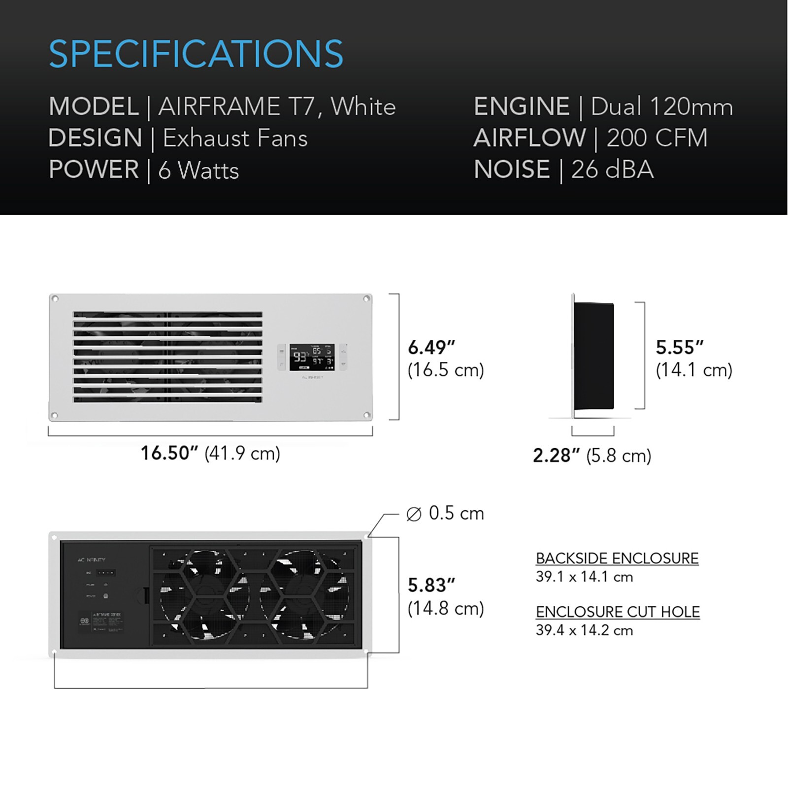 AIRFRAME T7, Cooling Fan System 17″ Exhaust, for AV Equipment Rooms & Closets
