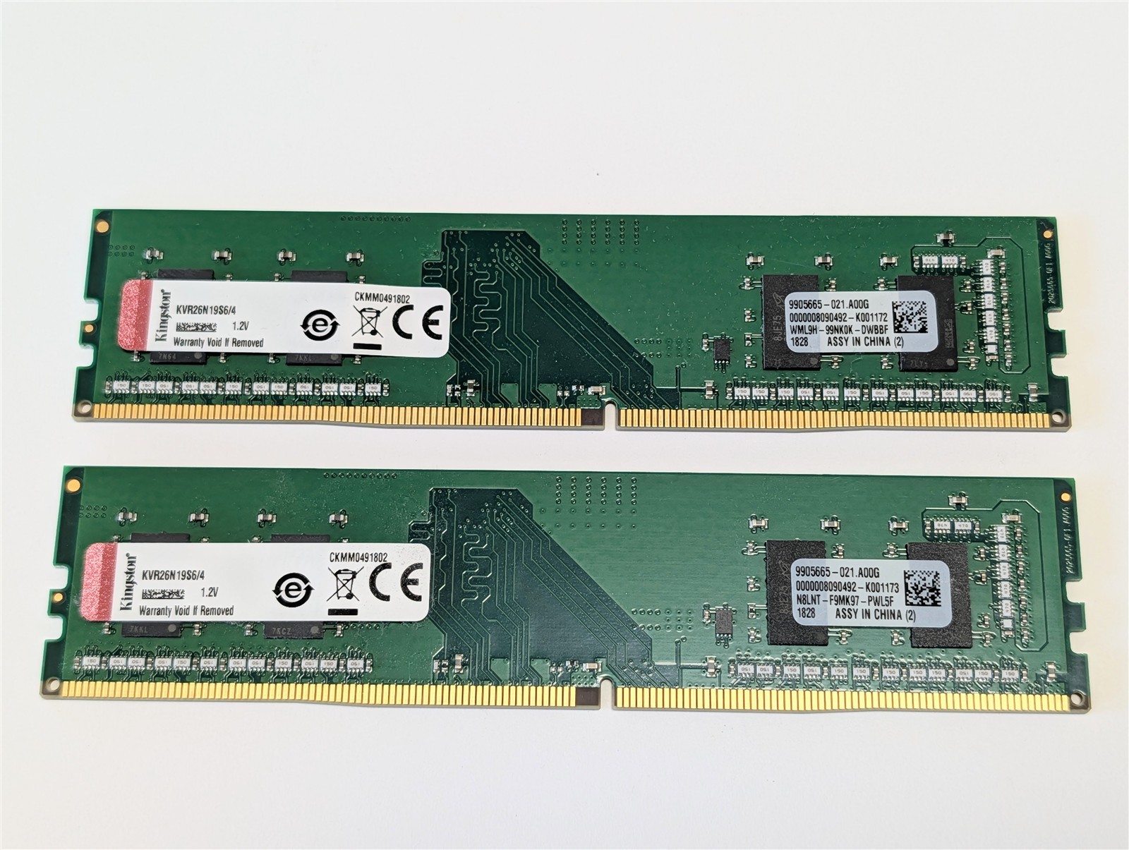 Kingston ValueRAM 8GB (2x4GB) DDR4 2666MHz PC4-21300 Desktop RAM KVR26N19S6/4