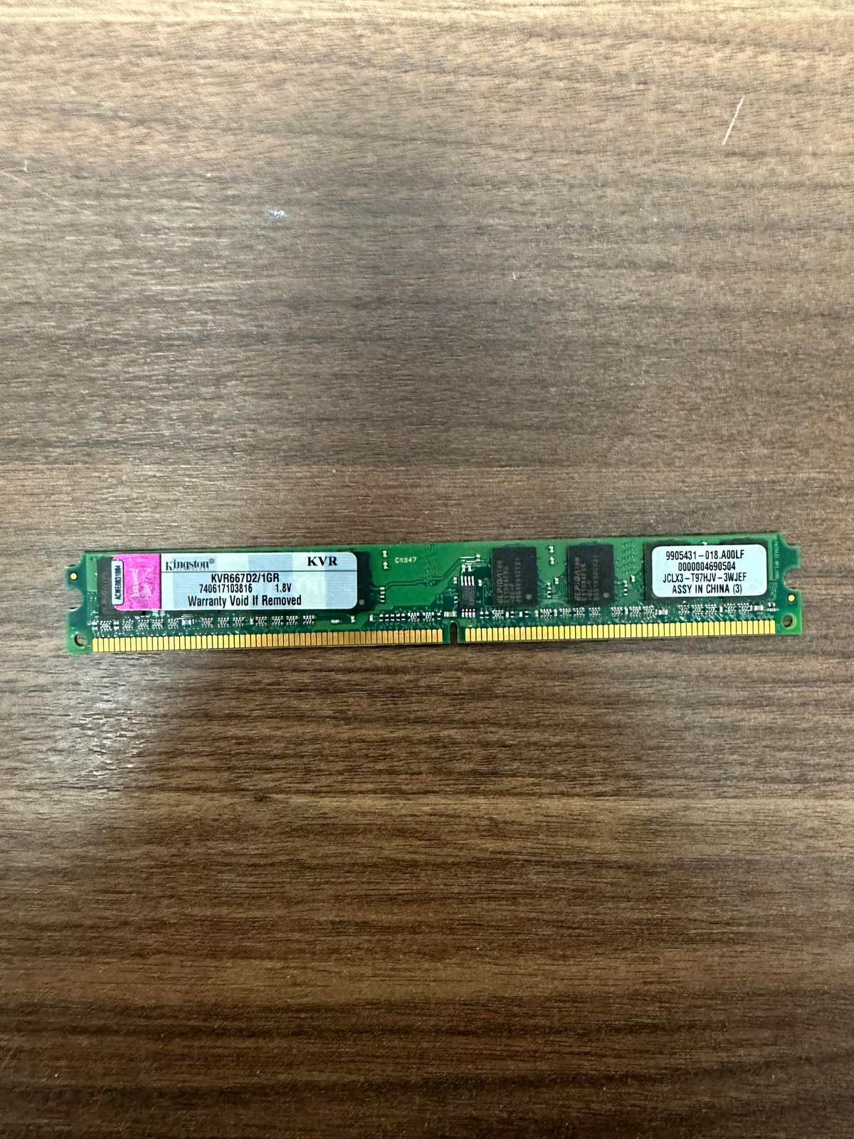 Kingston Valueram 1 GB DDR2 667 MHz 240-PIN Memory Module KVR667D2/1GR Very Good
