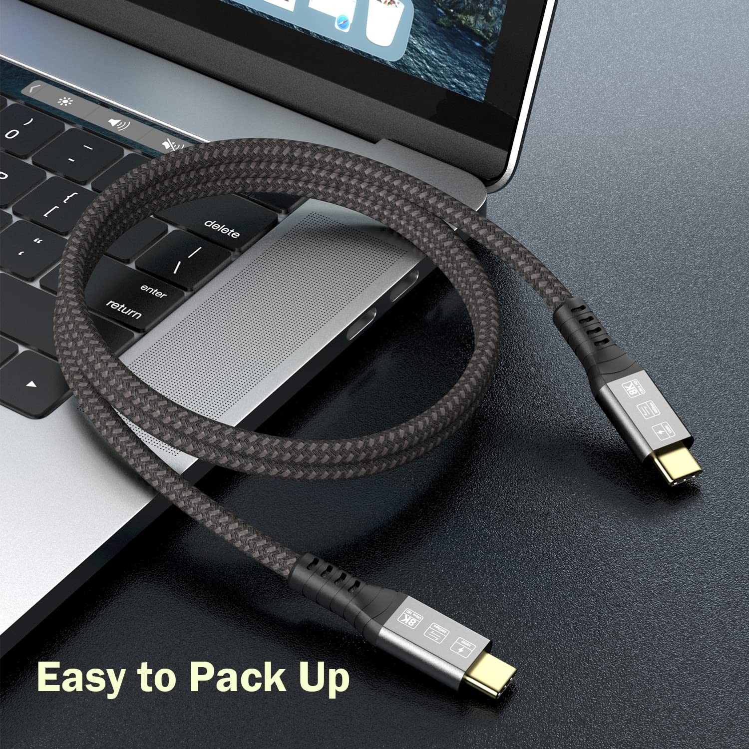 Angusplay USB 4 Cable for Thunderbolt 4 3.3ft, C 3.3 ft, Black