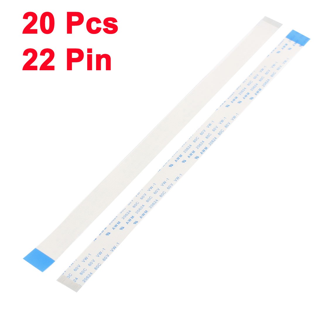 20Pcs 0.5mm Pitch 22 Pin AWM 20624 80C 60V VW-1 Flexible Flat Cable 200mm