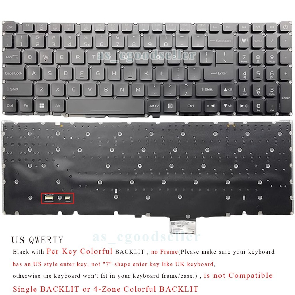 New for Acer Predator Helios 16 PH16-72 72-94UE Keyboard US Per-Key RGB BACKLIT