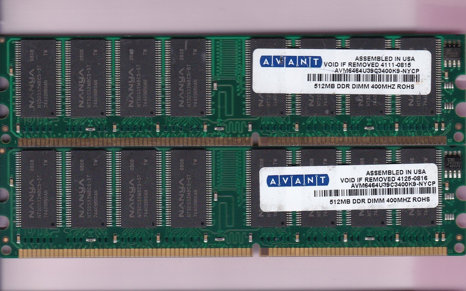1GB 2x512MB PC3200 AVANT DDR-400 AVM6464U39C3400K9-NYCP Desktop Memory Kit DDR1