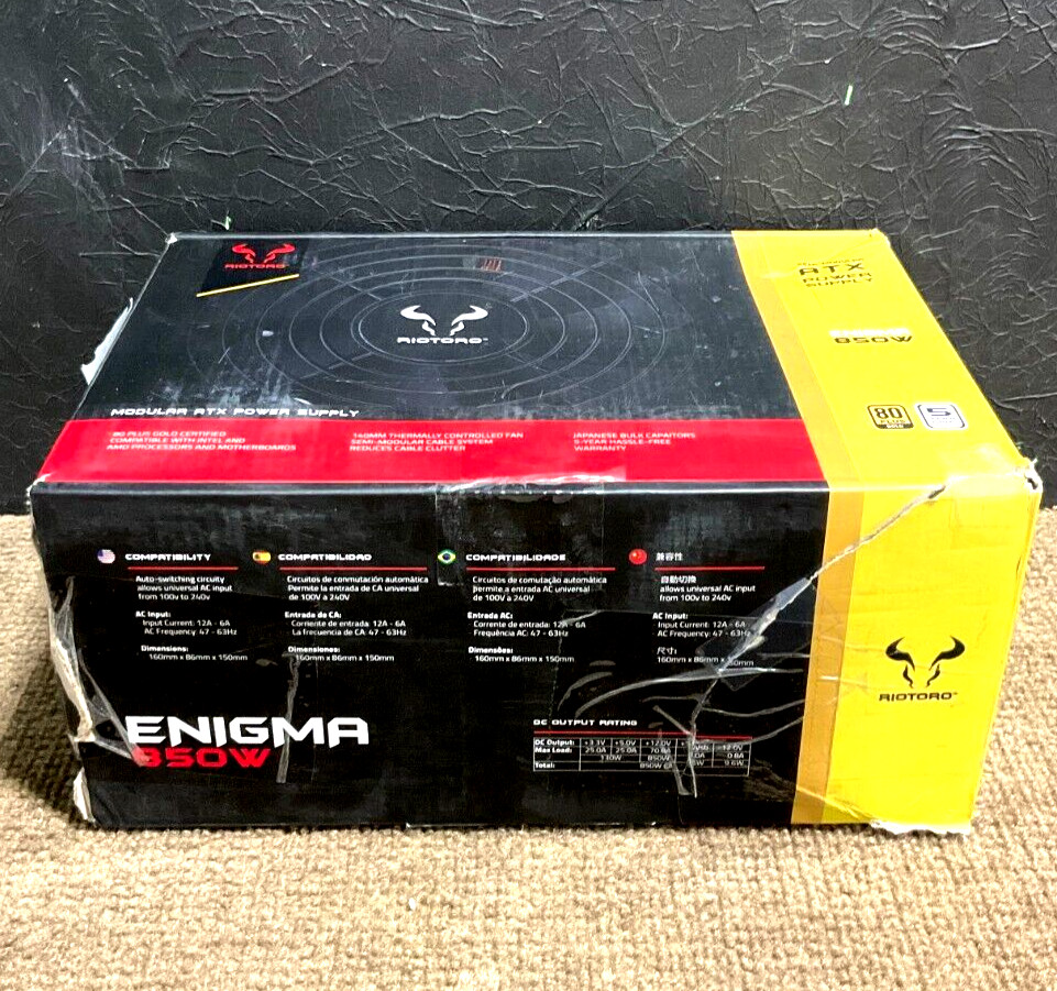 RioToro Enigma 850 watt Semi-Modular Active PFC Power Supply PR-GP0850-SM ✅