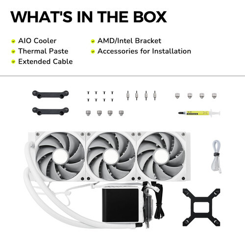 TRYX Panorama 360 Muti-Compatible AMOLED L-Shaped Cooler(White) L-P360N-DS3M-G0W
