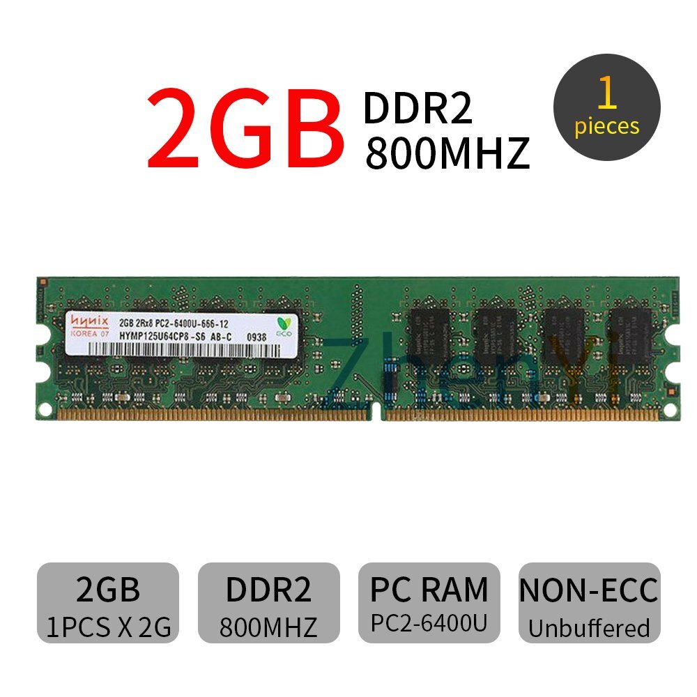 Hynix 2GB DDR2-800MHz PC2-6400U 2Rx8 240pin intel Desktop Memory DIMM RAM
