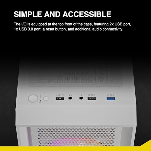 White ATX Mid Tower Gaming Computer PC Case with Side Tempered AURA GC2 E WH A