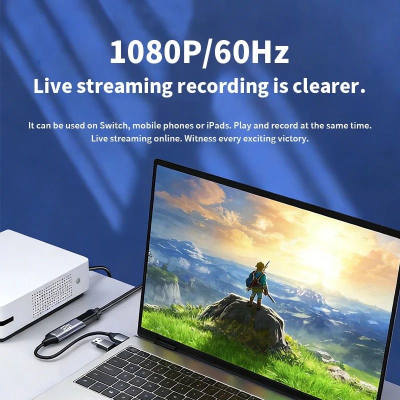 USB 3.0 HDMI Video Capture Card Type C Game Grabber for Live Streaming Recording