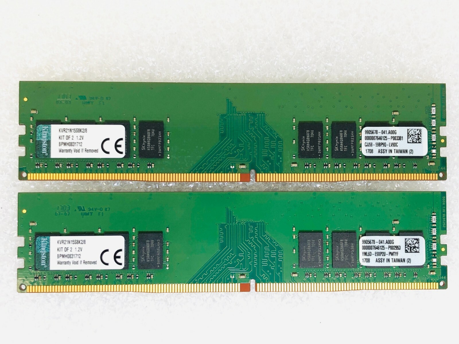 KIT OF 2 Kingston KVR21N15D8K2/8 8GB (2x4GB) 288-Pin DDR4 SDRAM PC4 Desktop RAM