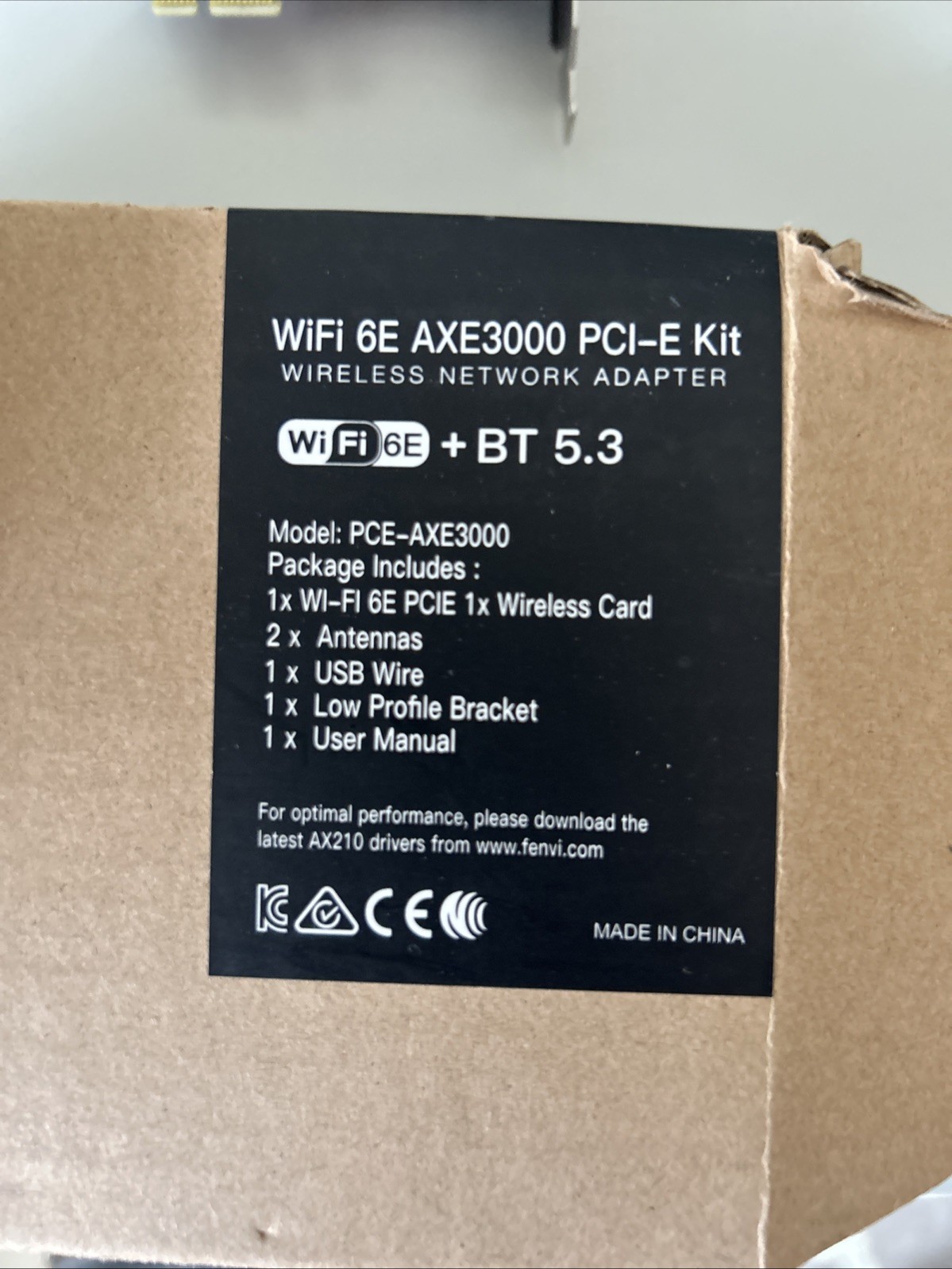 WiFi 6E AX210 5374Mbps Wireless PCIE Adapter Tri Band 2.4G/5G/6Ghz Bluetooth5.3