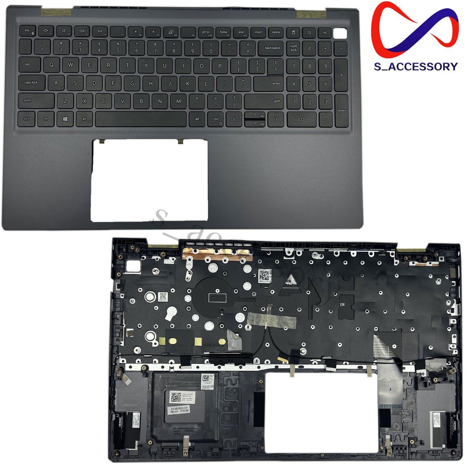 Dell Vostro 15 5510 5515 V5510 15.6″ Palmrest Keyboard Backlit Gray 0JVYYX US