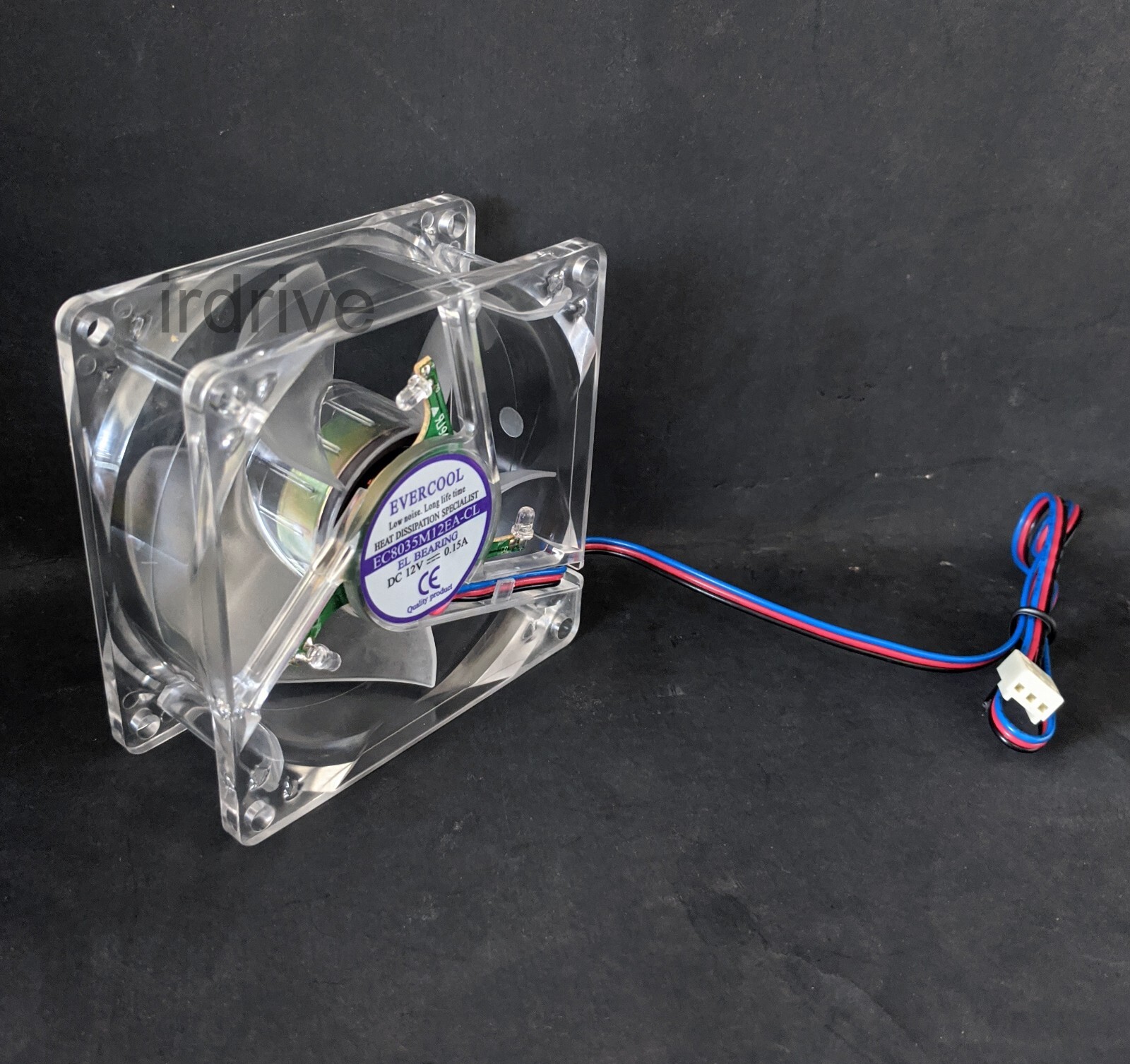 Evercool MultiColor Crystal LED Fan,80mmx35 EL Bearing PC Case Cooler CL8035/LD1