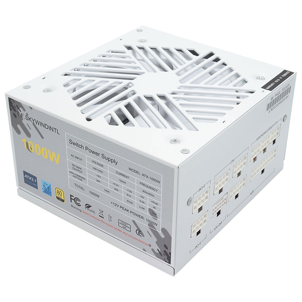 1000W Fully Modular Power Supply 80+ Gold, ATX 3.1&PCIe 5.1, Low-Noise Smart Fan
