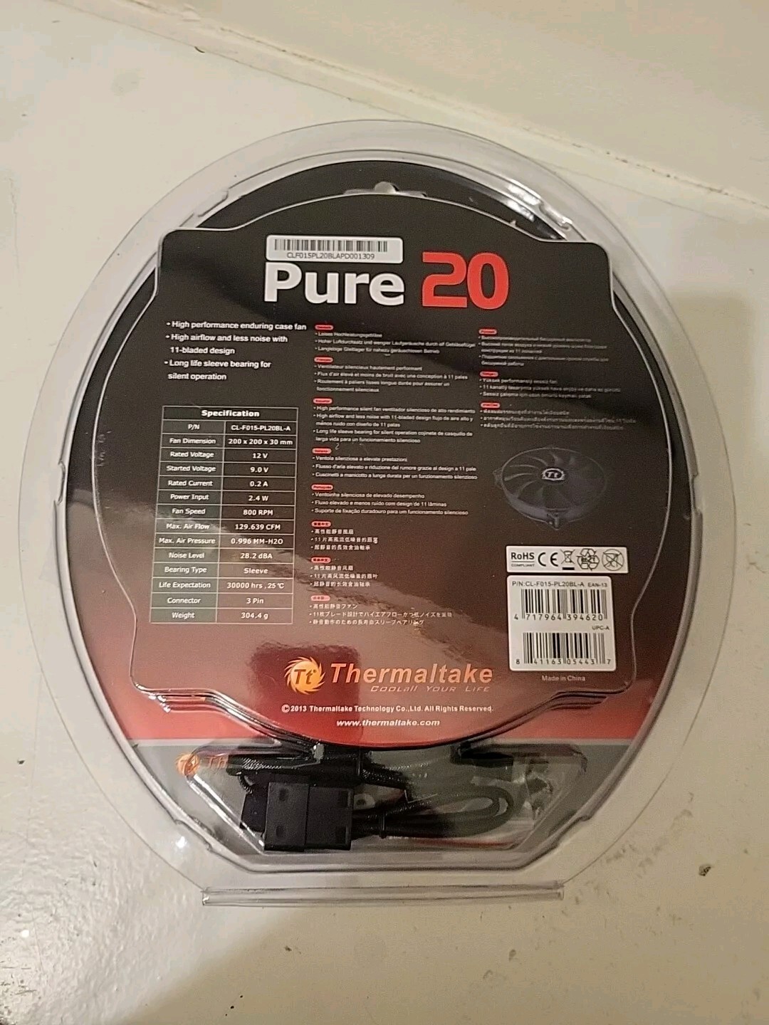 200Mm Pure 20 Series Blk 200X30Mm Thick Quiet High Airflow Case Fan~Paste Kit