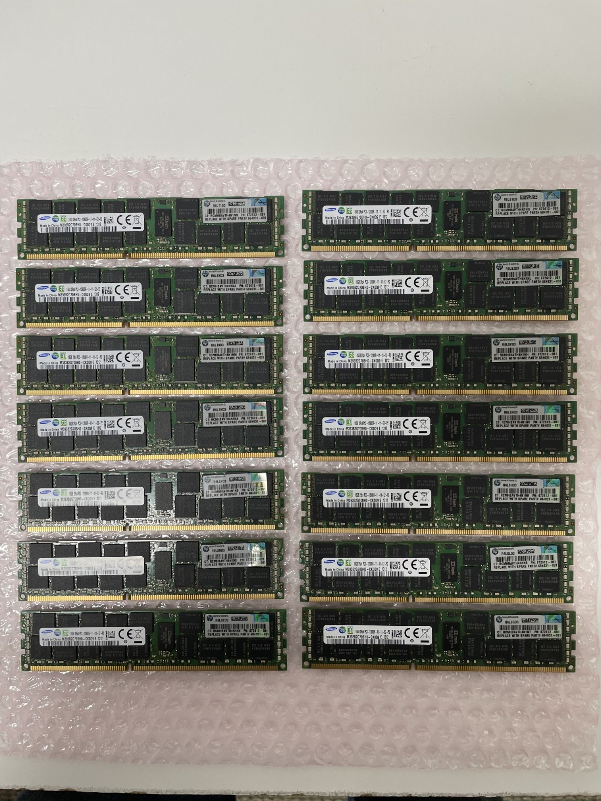 Lot(14) Samsung 16GB 2Rx4 PC3-12800R Server Memory M393B2G70BH0-CK0Q9