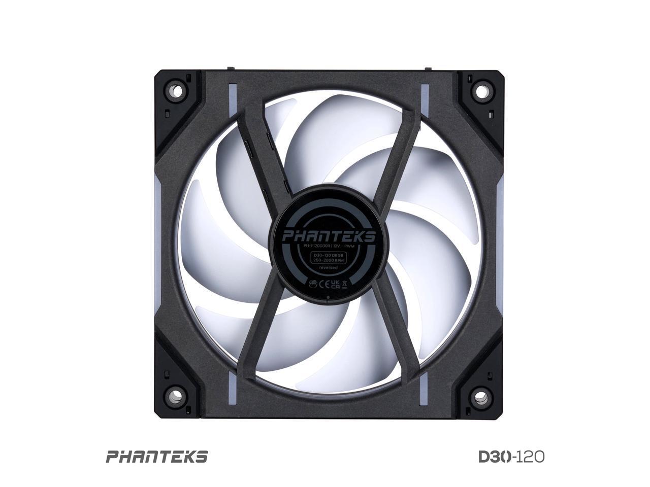 Phanteks D30-120 DRGB PWM Fan, Reverse Airflow Model, Premium D-RGB Performance