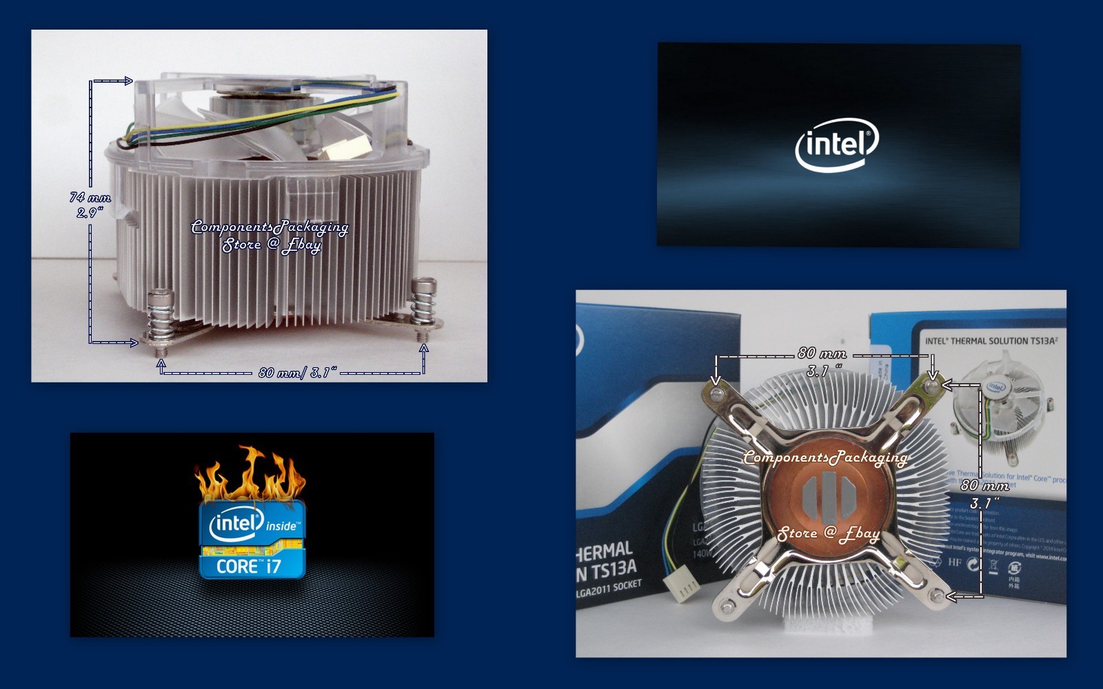 Intel Core i7 5820K i7-5930K Cooler Heatsink with Fan Original Intel Part – New
