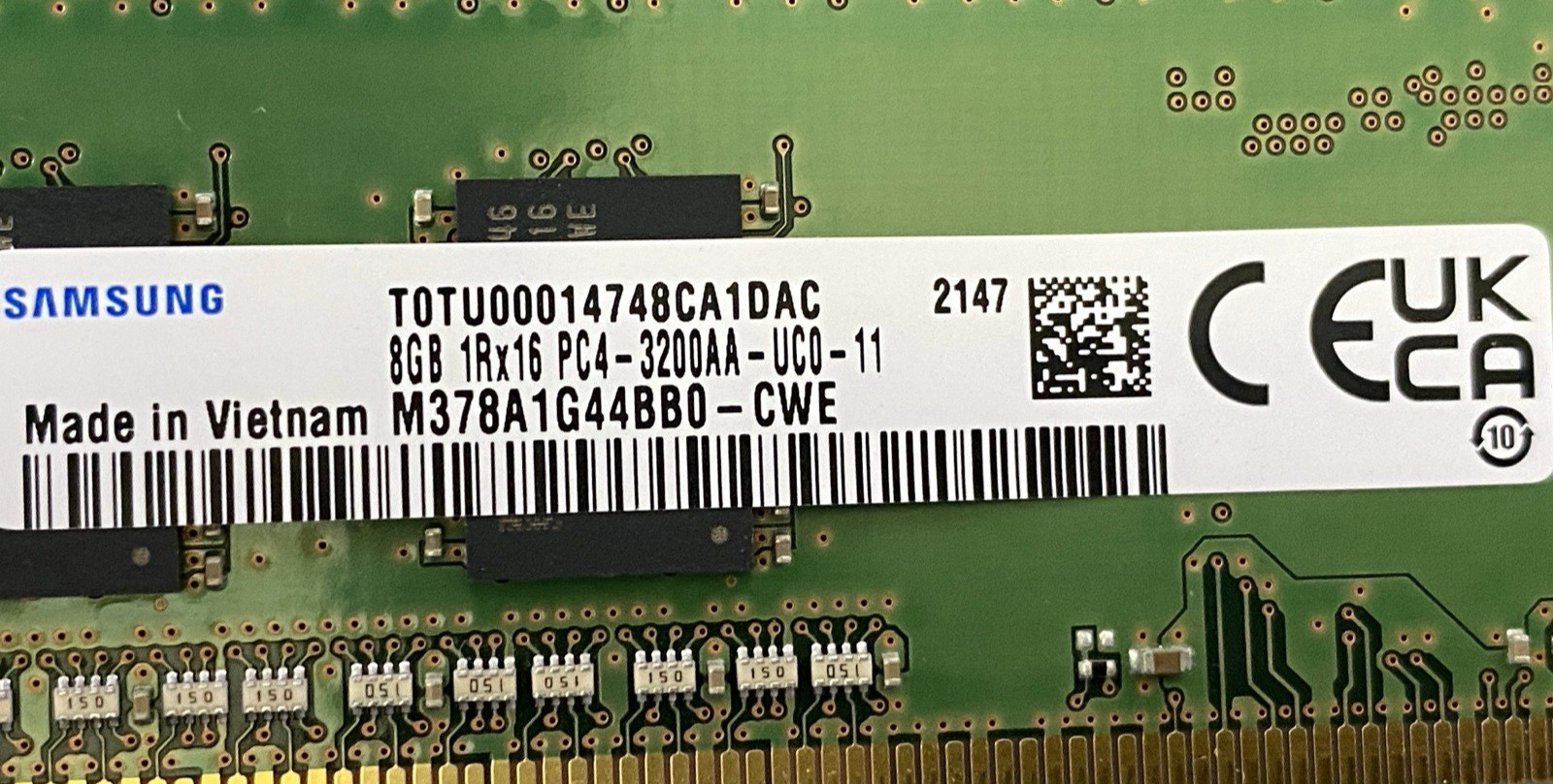 LOT OF 2 | Samsung 16GB (2 x 8GB) PC4-25600 (DDR4-3200) Memory M378A1G44BB0-CWE