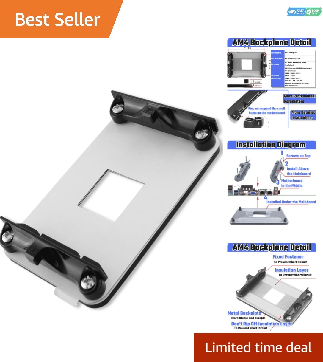 AMD AM4 Backplate – Precision Copper CPU Heatsink Bracket for Optimal Cooling