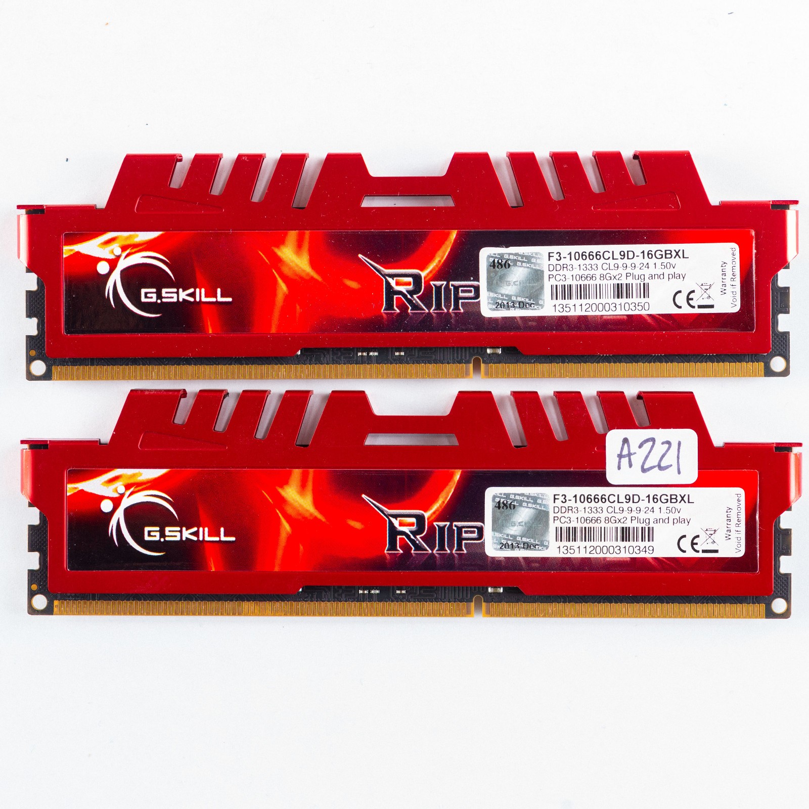 G.SKILL Ripjaws X Series 16GB (2x8GB) DDR3 Memory Kit F3-10666CL9D-16GBXL