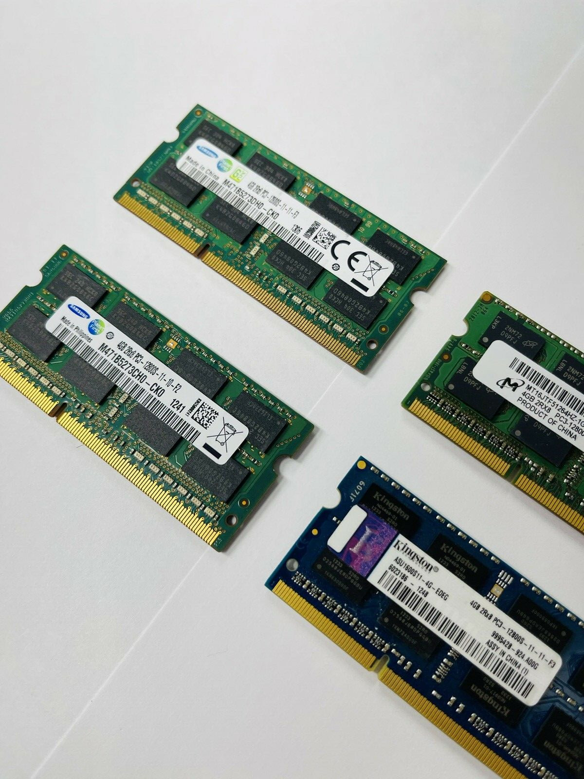 Mixed Lot of 16GB 4x4GB DDR3 2Rx8 PC3-12800s Laptop Memory RAM | Major Brands