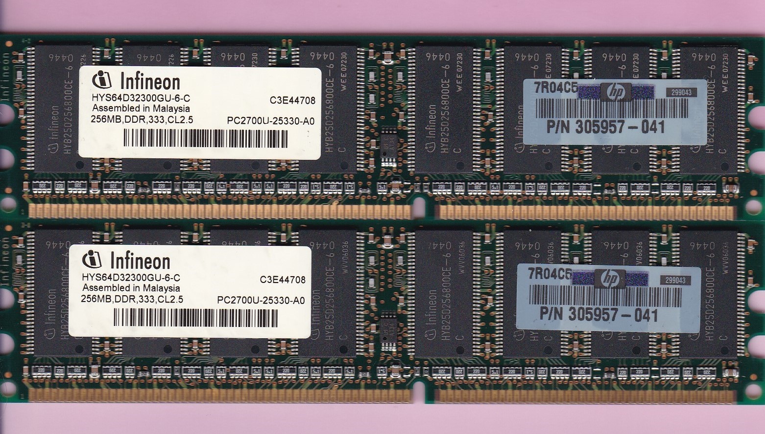 512MB 2x256MB PC2700 INFINEON HYS64D32300GU-6-C HP 305957-041 DDR-333 DDR1 Kit