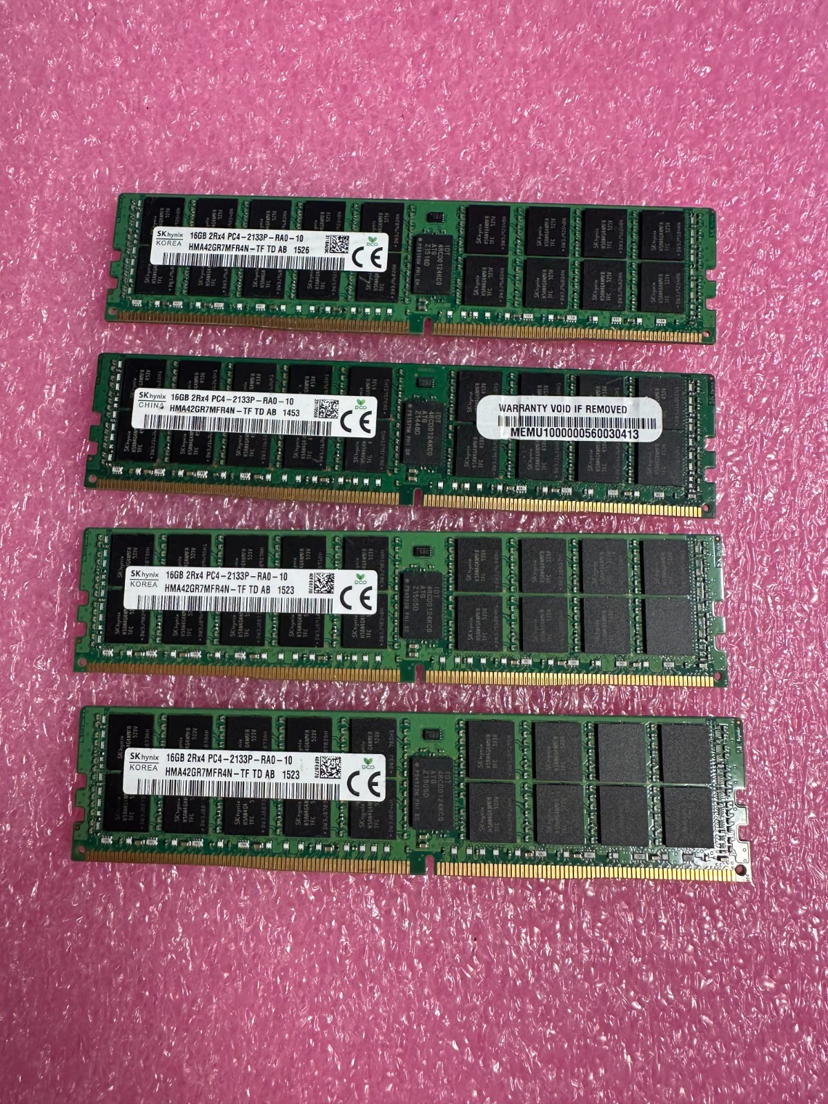 LOT OF 4 SK Hynix 16GB RAM DDR4 2133MHz HMA42GR7MFR4N-TF SERVER RAM MEMORY