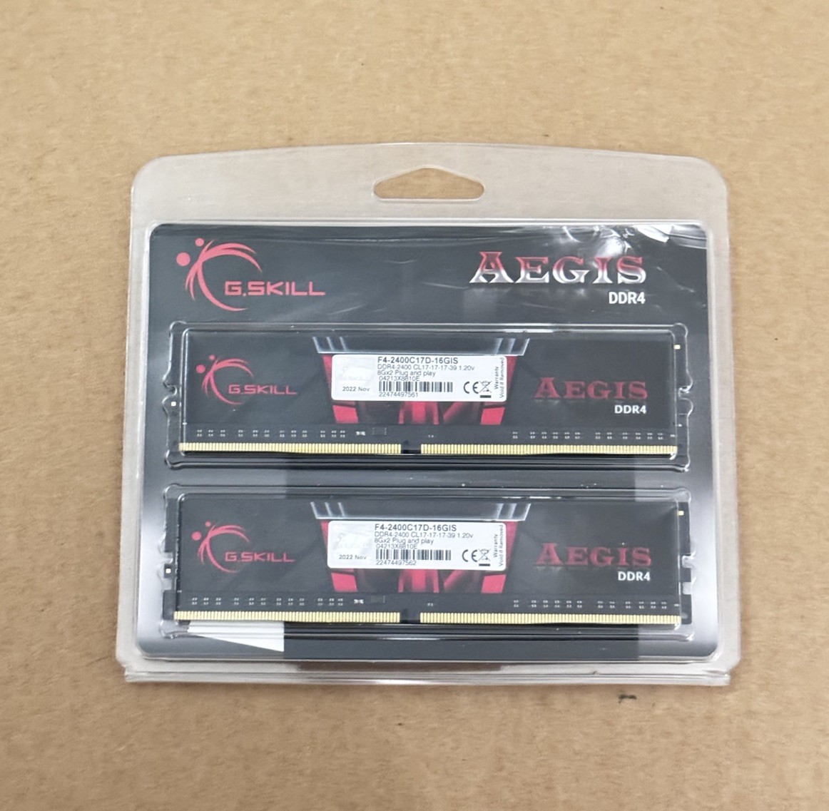 G.SKILL Aegis 16GB(8Gx2) DDR4-2400 Desktop RAM F4-2400C17D New Opened