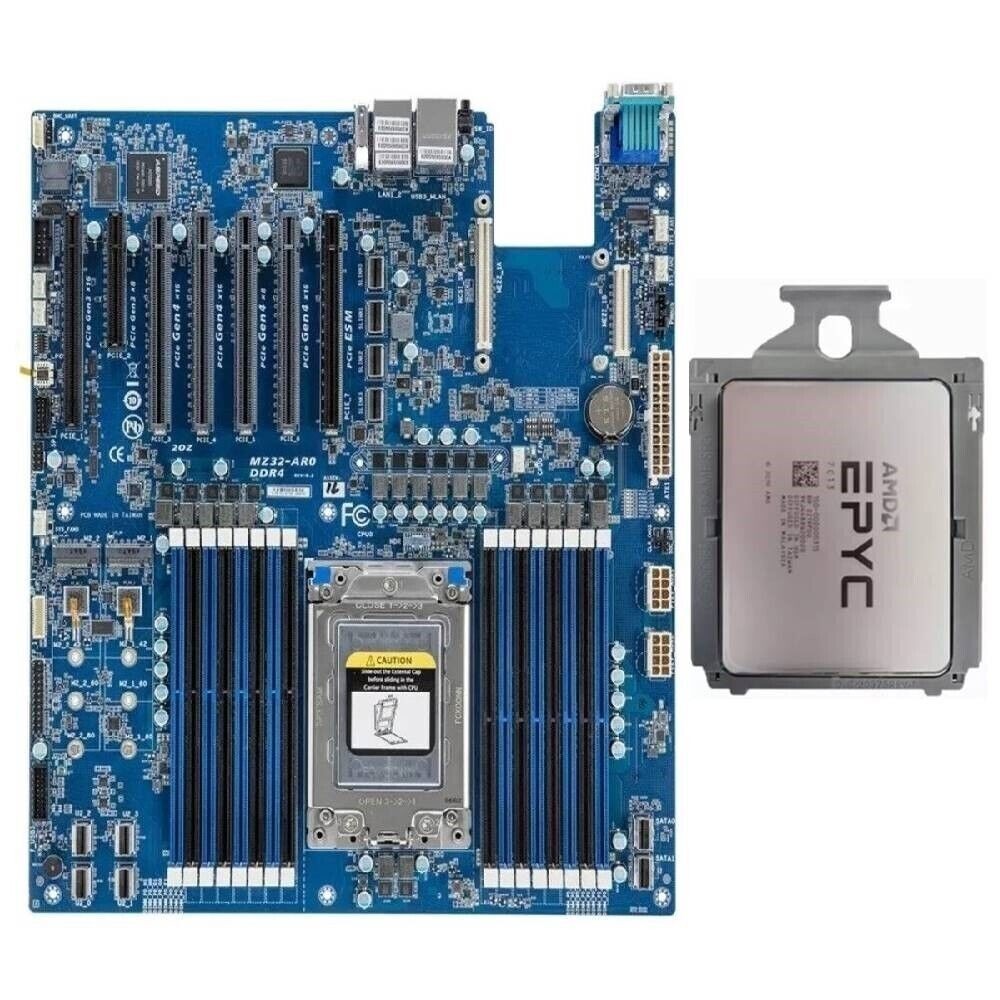 AMD EPYC 7D13 36C 72T 2.85GHz CPU + Gigabyte MZ32-AR0 SP3 Motherboard