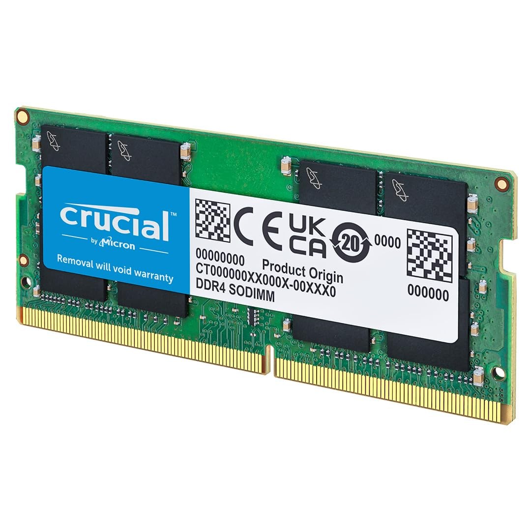 Crucial 32GB Single DDR4 3200 MT/S CL22 SODIMM 260-Pin Memory – 32GB, Black