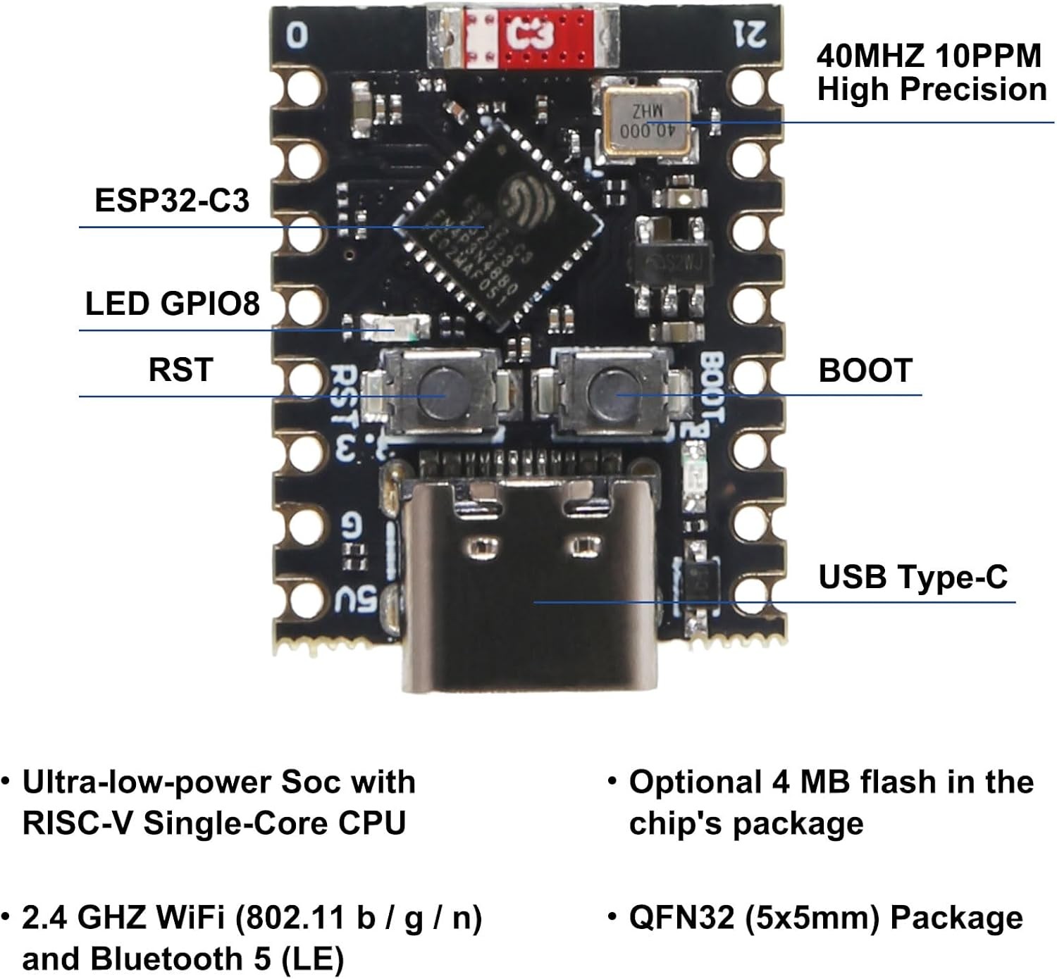 ESP32 C3 Mini Development Board ESP32C3 MCU RP2040 WiFi Bluetooth Type C Module