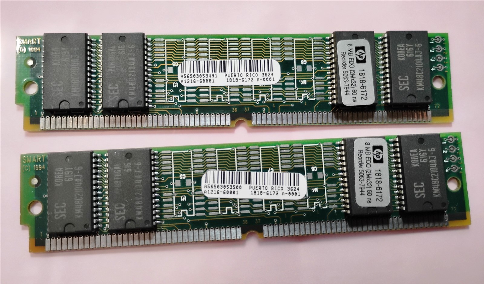 16MB 2x8MB HP Kit 1818-6172 72-Pin SIMM EDO RAM 60ns 5V 5063-7944 Tested Non-ECC