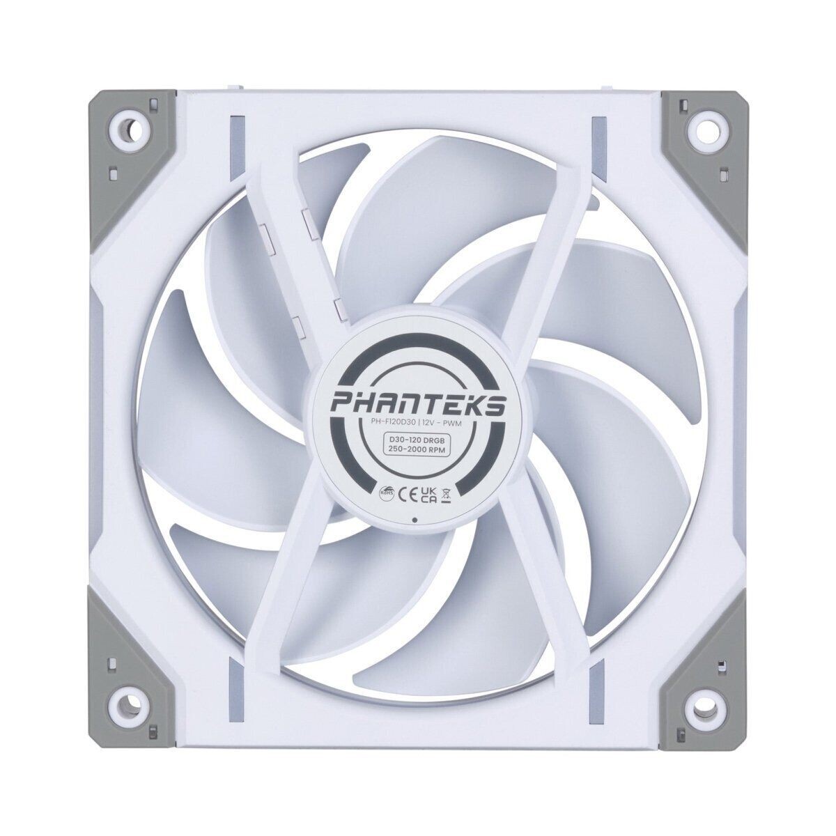 Phanteks D30 Regular Fan – WHITE – 3-pack – D30-120 D-RGB