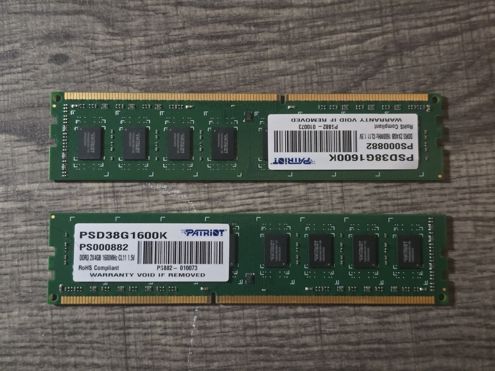 Patriot 8GB (2x4GB) PC3-12800 (DDR3-1600) DDR3 non-ECC Desktop RAM