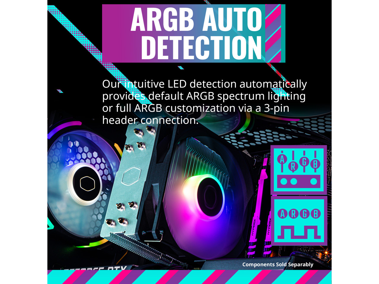 Cooler Master Hyper 212 Spectrum V3 CPU Air Cooler, ARGB Sync, 120mm PWM Fan, 4