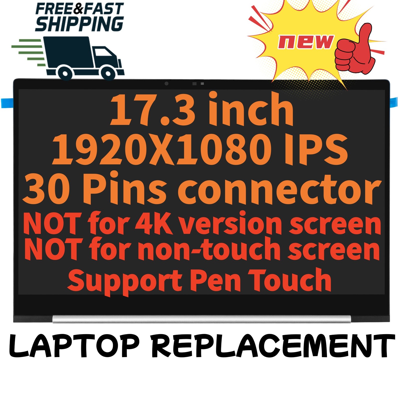 For HP Envy 17-CW0023DX 17T-CW100 17-CW000 New LCD Display Touch Screen +Bezel