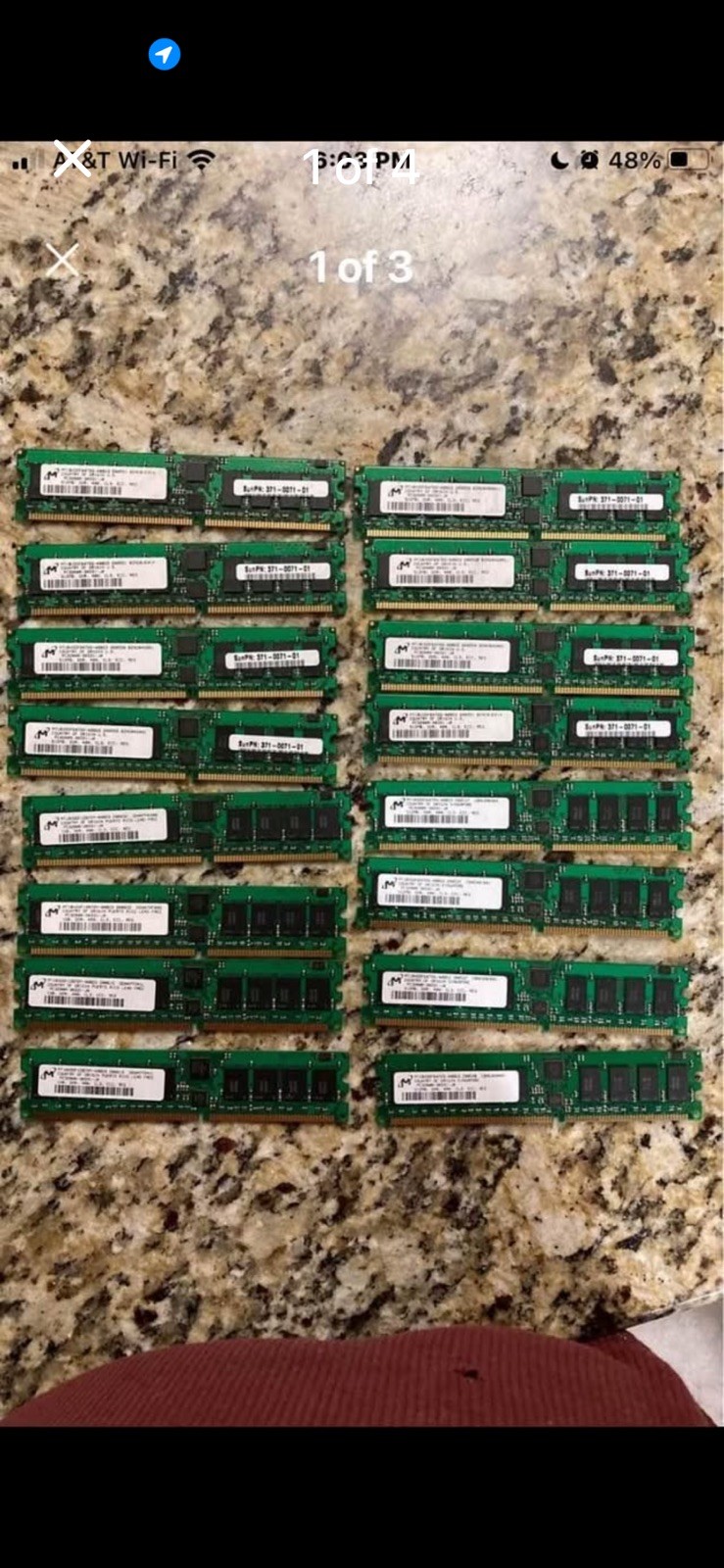 Micron MT18VDDF12872Y-40BD3 1GB PC- 3200 DDR ECC 4000Mhz Memory RAM
