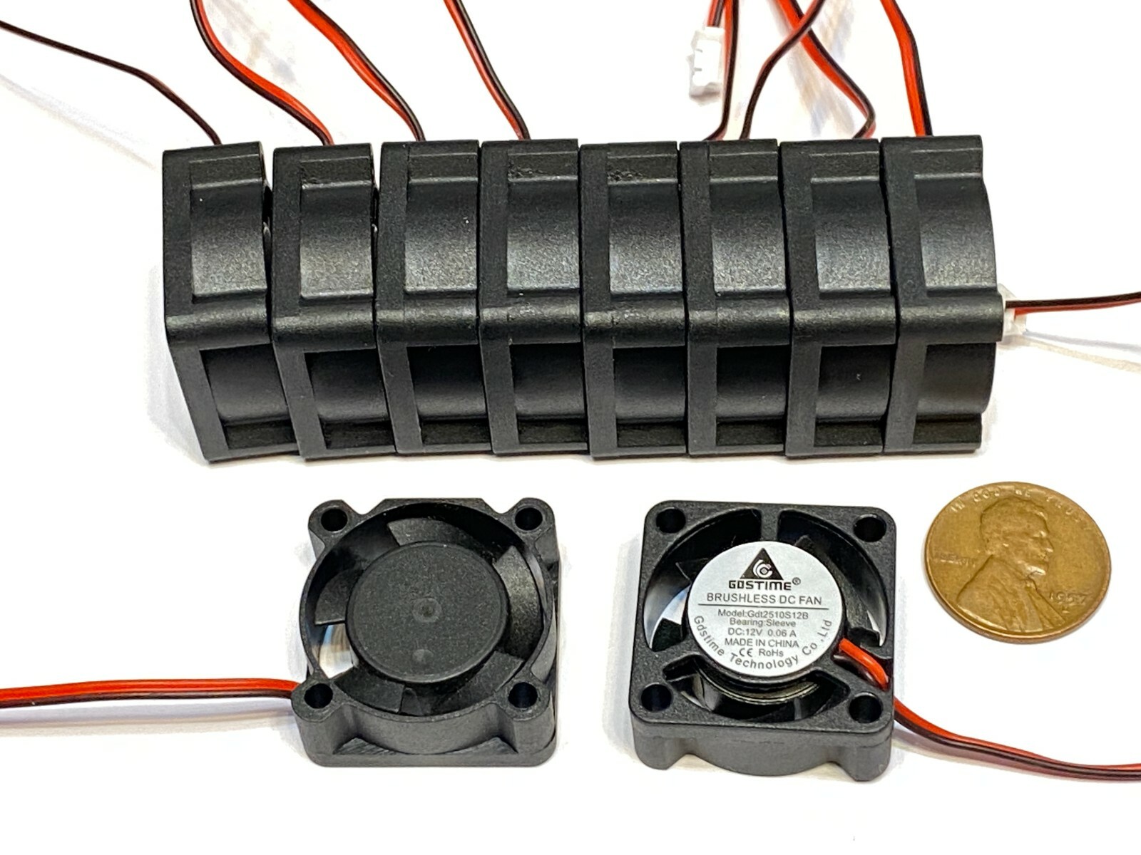10 GDT mini Cooler 12V 2pin 2510 25x25x10mm DC Cooling Fan micro brushless c7