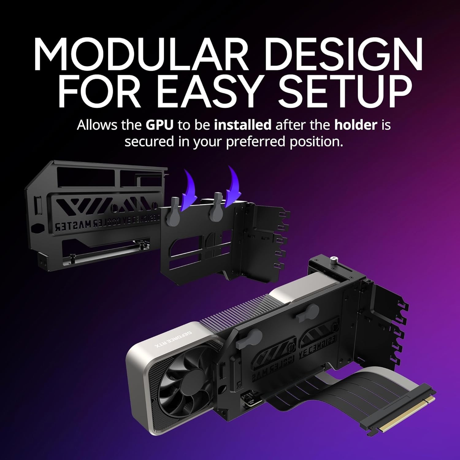 Vertical GPU Holder Kit V3 Black – Riser Cable
