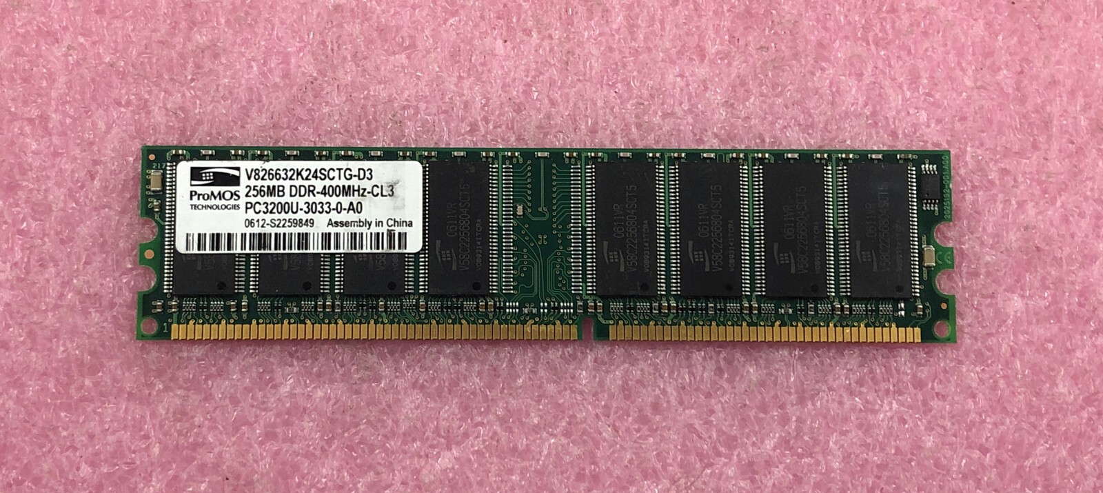 1 X 256MB PROMOS PC-3200 DDR-400 NON-ECC MEMORY RAM V826632K24SCTG-D3