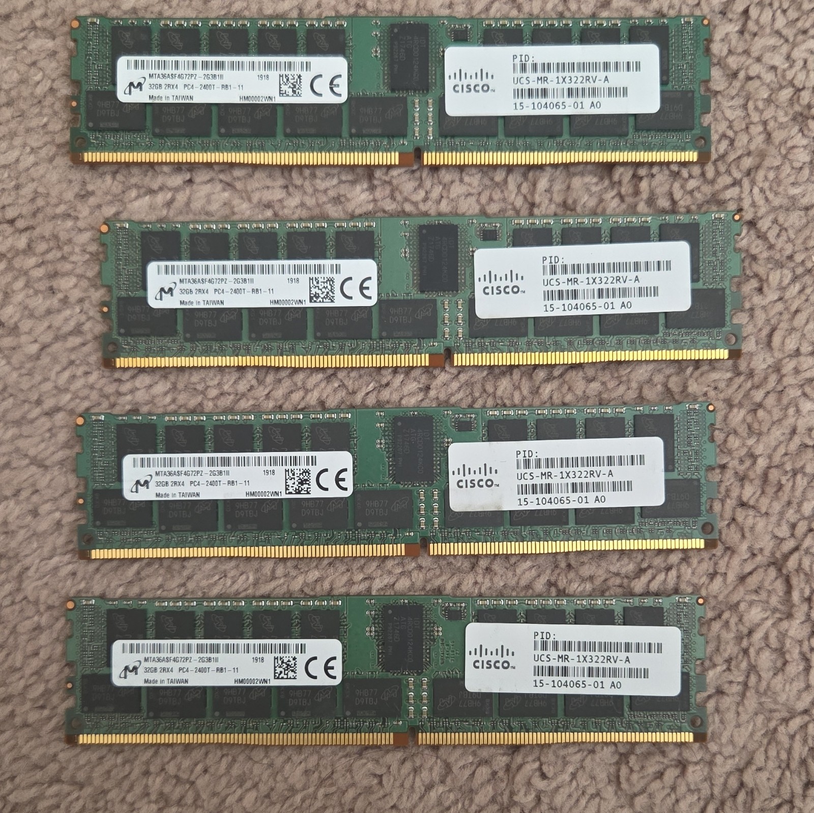 Micron 128GB (4x32GB ) DDR4 RDIMM ECC Registered PC4-2400T UCS-MR-1X322RV-A