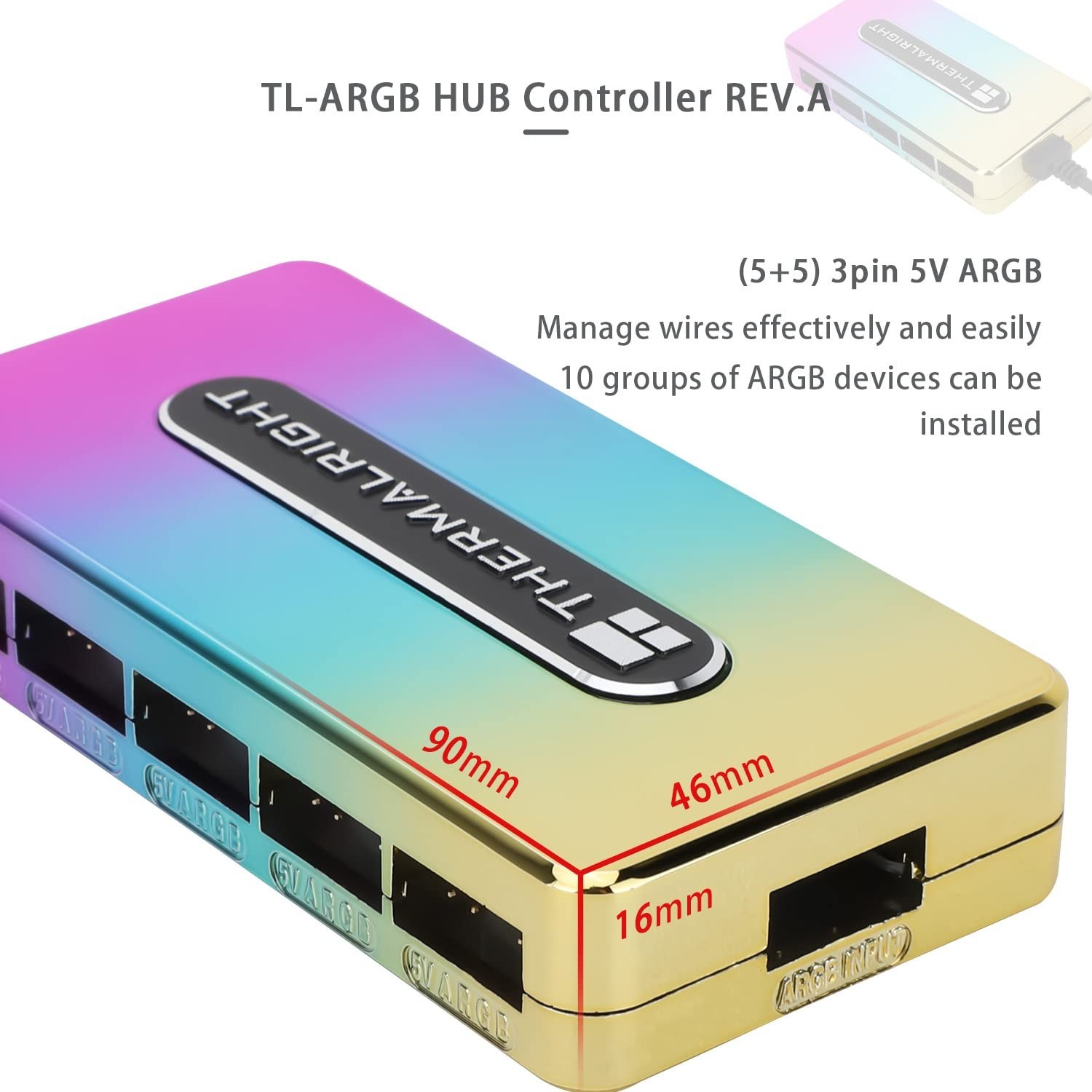 Thermalright Integrated ARGB Fan Hub, 10-Port 3 Pin PC Fan Controller, 5V Fan AR