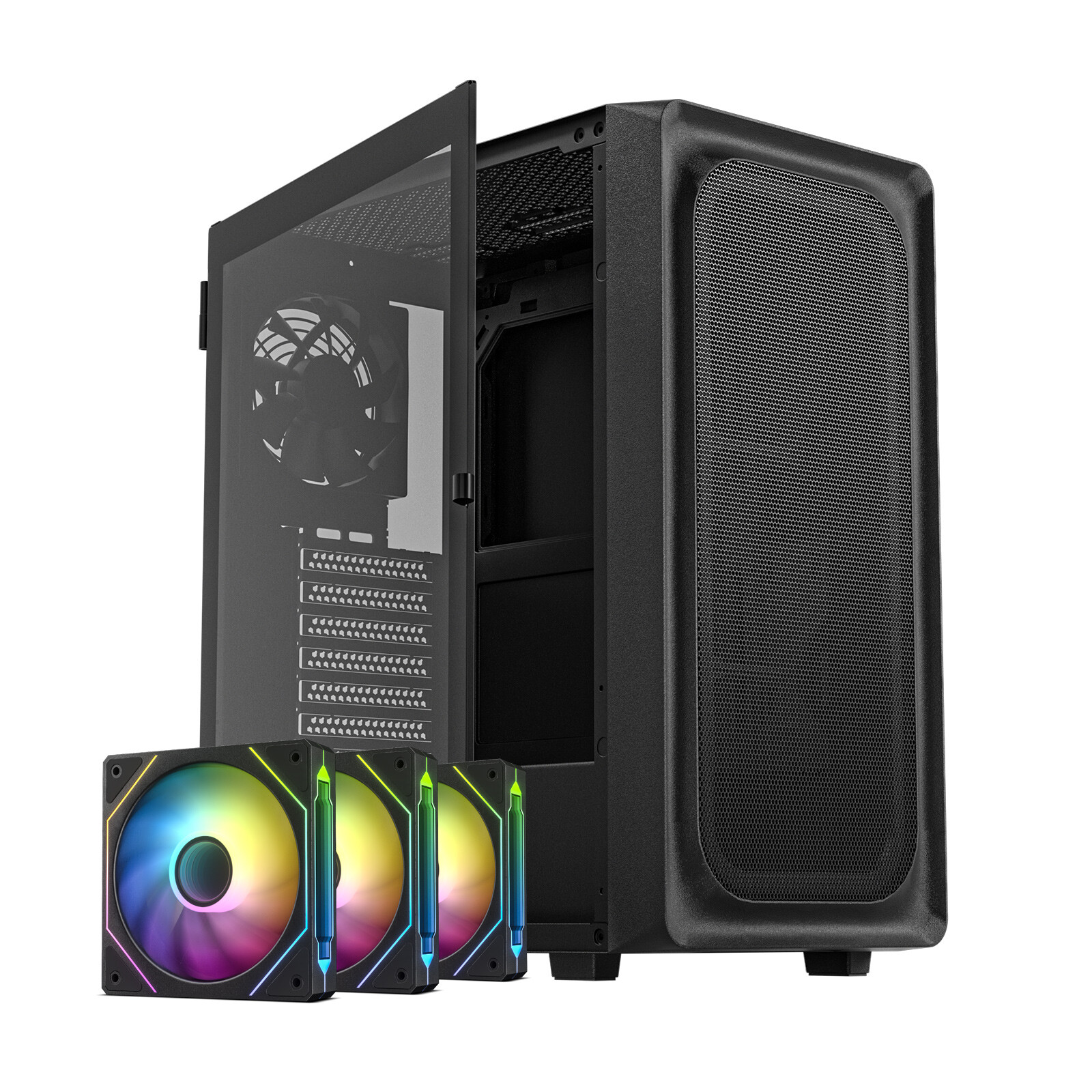 DARKROCK EC2 Black ATX,Micro-ATX,Mini-ITX Mid Tower PC Case w/ x3 ARGB&PWM fans