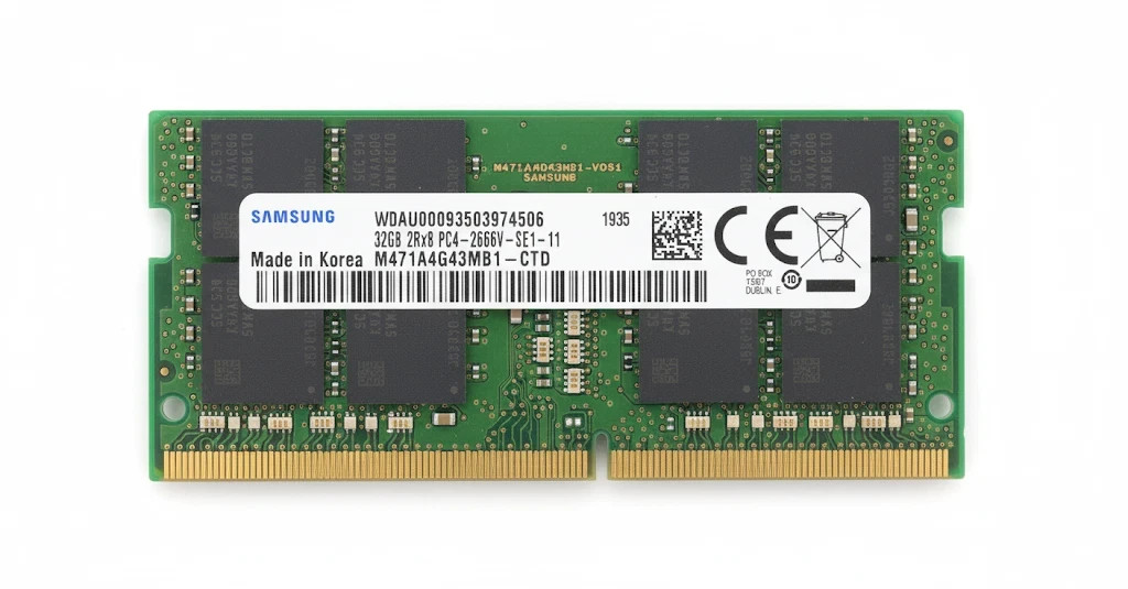 Samsung 32GB 2666MHz DDR4 SODIMM 2Rx8 Laptop Memory M471A4G43MB1-CTD