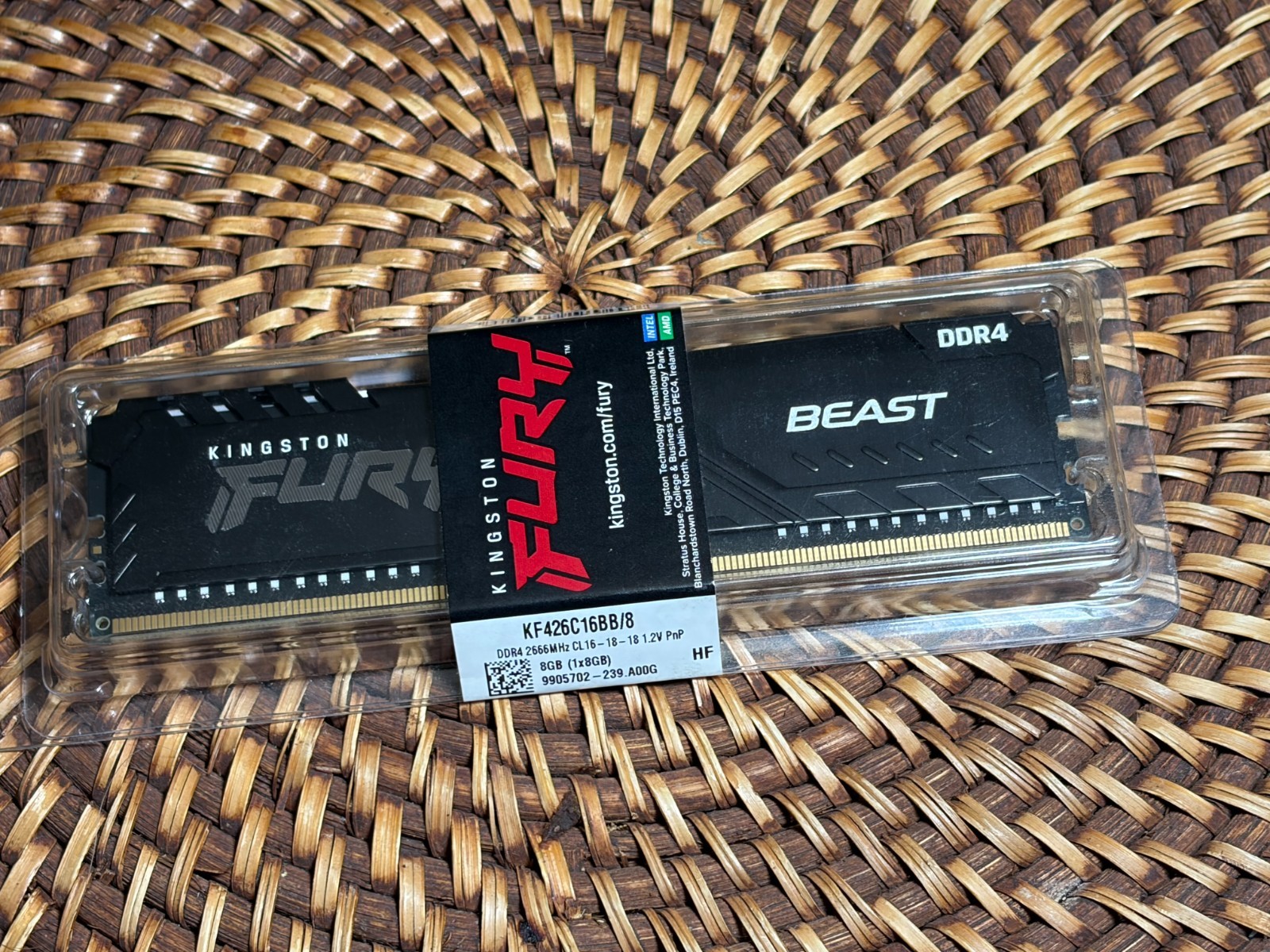 FURY BEAST 8 GB Ram DDR4-2666 MHz PC4-21300 288-pin Desktop DIMM Memory