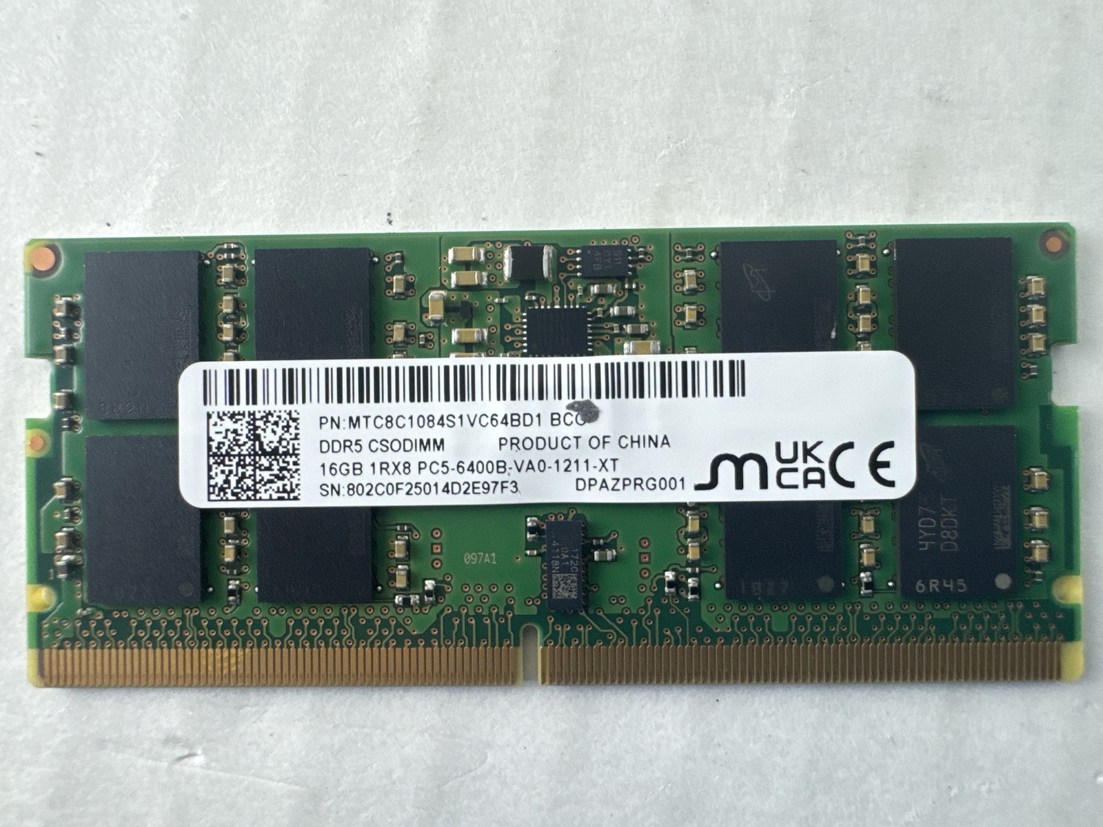 5M31N59997 Lenovo MEMORY 16GB DDR5 6400 CSODIMM MICRON