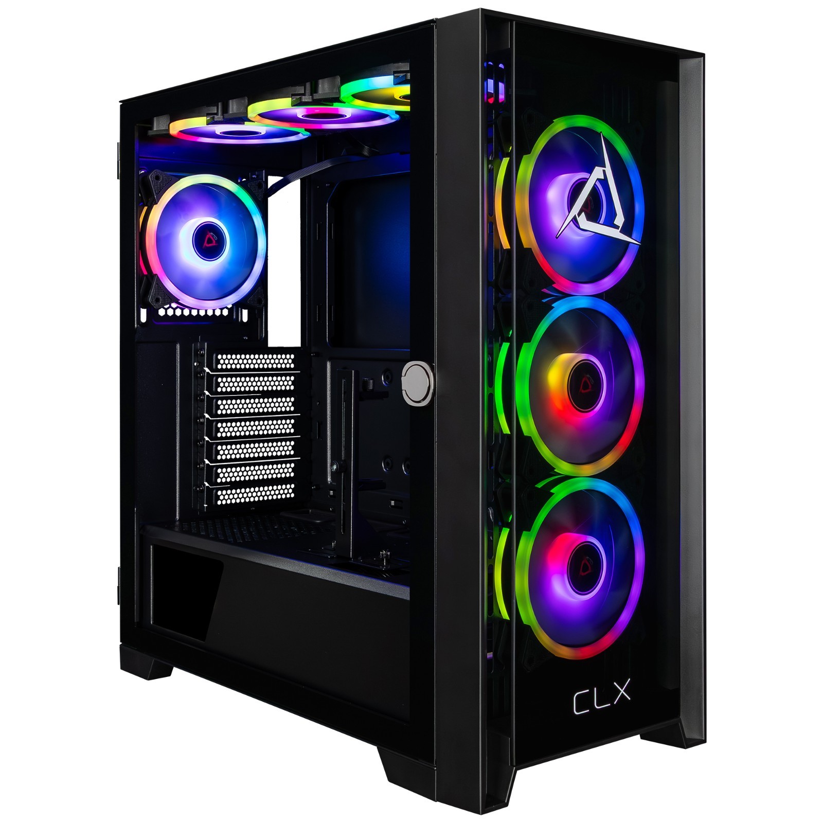 CLX Obelisk Gaming PC Case ATX/E-ATX Mid Tower Tempered Glass With 6 RGB Fans