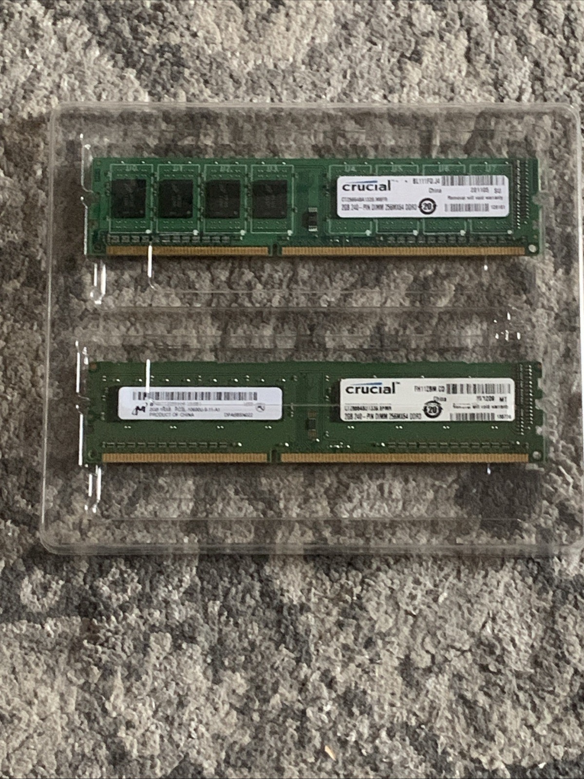 Crucial 2GB 240pin DIMM 256Mx64 DDR3 Desktop Memory CT25664BA1339.M8FR. Qty 2