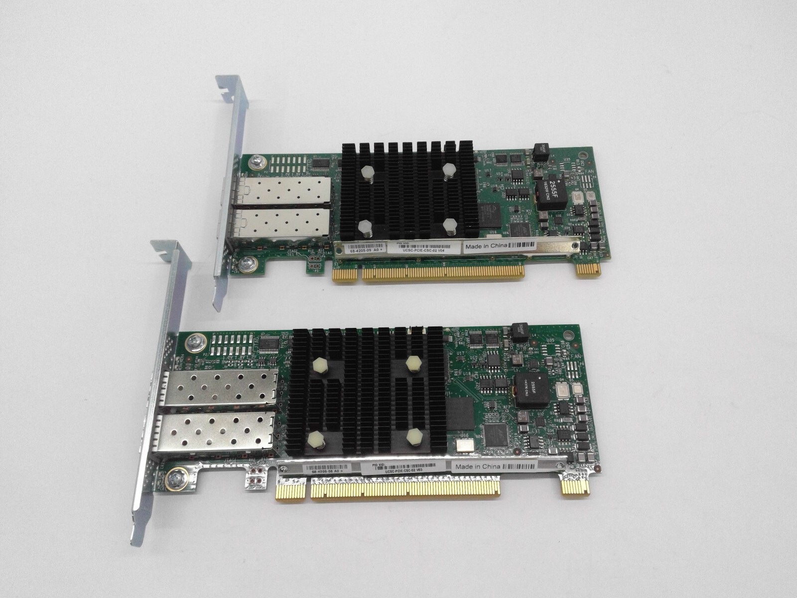 Lots of 2 Cisco UCSC-PCIE-CSC-02 Dual Port 10GB Fiber Network Card High Profile