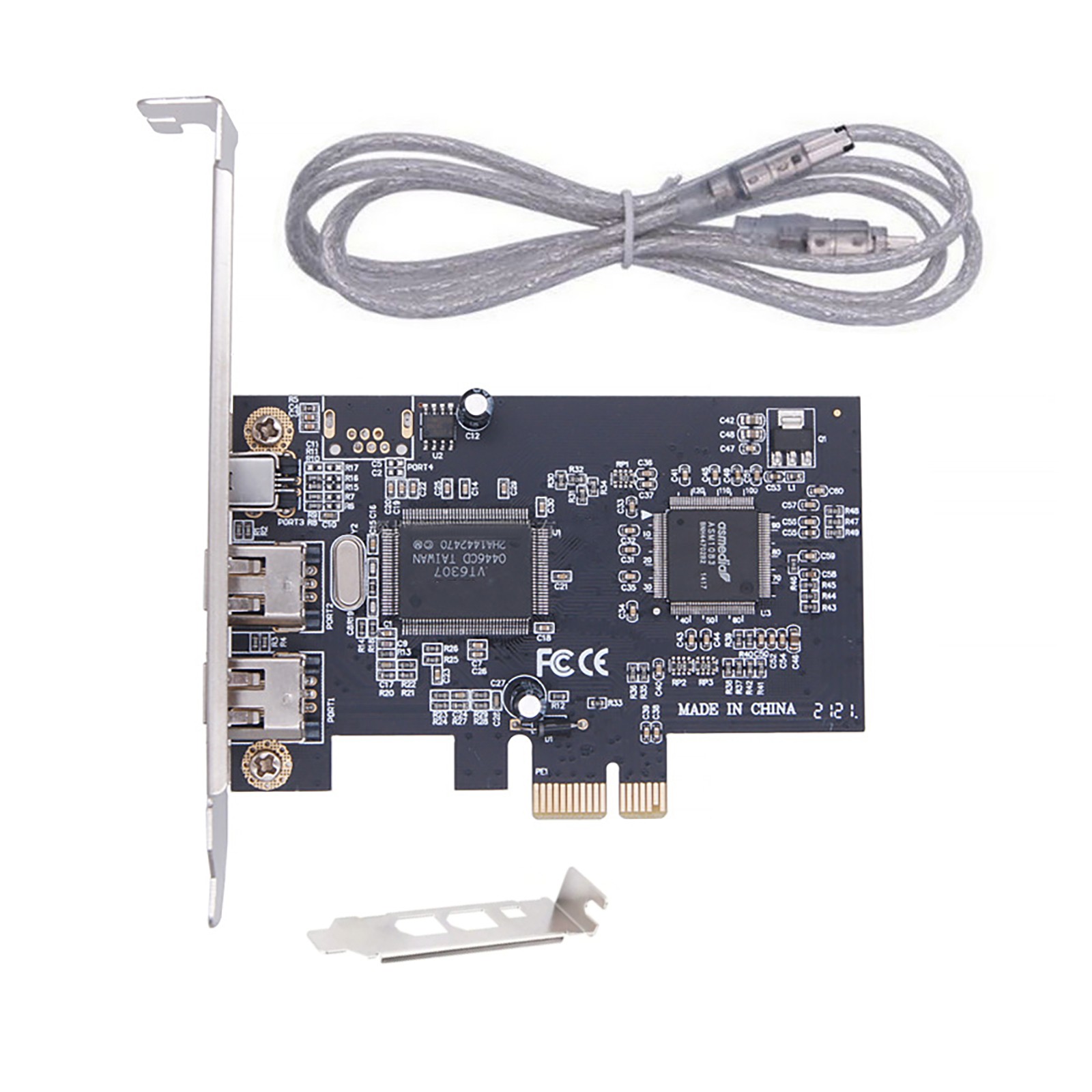 Silver+Black 3 Ports 1394A Expansion Card Accessories With Low Profile Bracket